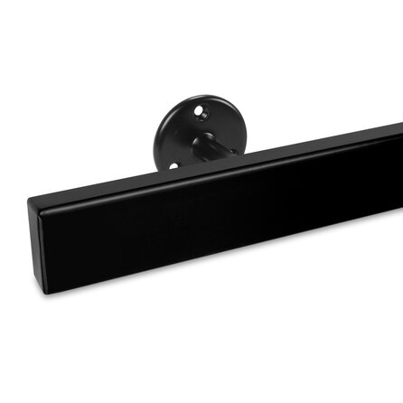 Zwarte trapleuning (gecoat) op maat - rechthoekig (40x15 mm) - incl. leuninghouders TYPE 4 - coating zwart RAL 9005