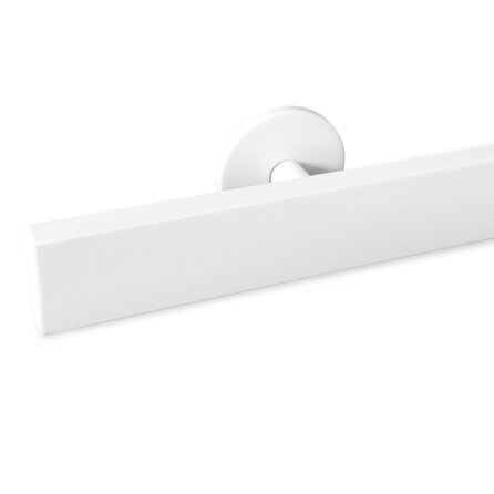 Witte trapleuning (gecoat) op maat - rechthoekig (40x15 mm) - incl. leuninghouders TYPE 5 - coating wit RAL 9016, 9010 of 9001