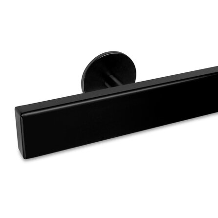 Zwarte trapleuning (gecoat) op maat - rechthoekig (40x15 mm) - incl. leuninghouders TYPE 5 - coating zwart RAL 9005