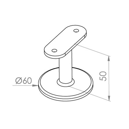 Inox leuningdrager - Type 5 - recht