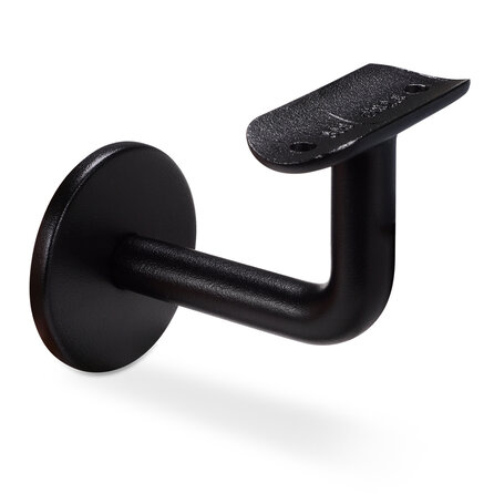 Zwarte leuninghouder - TYPE 3 - rond smal - voor ronde smalle trapleuningen (33,7 mm ) - coating zwart RAL 9005
