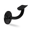 Zwarte leuninghouder - TYPE 2 - rond smal - voor ronde smalle trapleuningen (33,7 mm ) - coating zwart RAL 9005 - voor buiten
