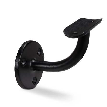 Zwarte leuninghouder - TYPE 2 - rond smal - voor ronde smalle trapleuningen (33,7 mm ) - coating zwart RAL 9005 - voor buiten