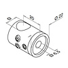 Inox dwarsstafhouder - verbinder - 12 mm - recht