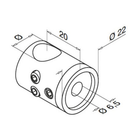Inox dwarsstafhouder - verbinder - 12 mm - recht