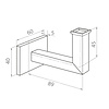 Zwarte leuninghouder - TYPE 11 - recht - voor rechthoekige / vierkante trapleuningen - coating zwart RAL 9005