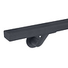 Antraciet trapleuning (gecoat) op maat - rechthoekig (40x20 mm) - incl. leuninghouders TYPE 7 LUXE - coating donkergrijs RAL 7016 of 7021