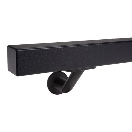 Zwarte trapleuning (gecoat) op maat - vierkant (40x40 mm) - incl. leuninghouders TYPE 7 LUXE - coating zwart RAL 9005