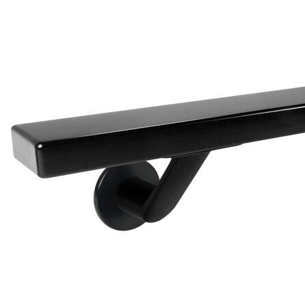 Zwarte trapleuning (gecoat) op maat - rechthoekig (40x20 mm) - incl. leuninghouders TYPE 7 LUXE - coating zwart RAL 9005