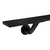 Zwarte trapleuning (gecoat) op maat - rechthoekig (40x10 mm) - incl. leuninghouders TYPE 7 LUXE - coating zwart RAL 9005