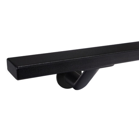 Zwarte trapleuning (gecoat) op maat - rechthoekig (40x15 mm) - incl. leuninghouders TYPE 7 LUXE - coating zwart RAL 9005