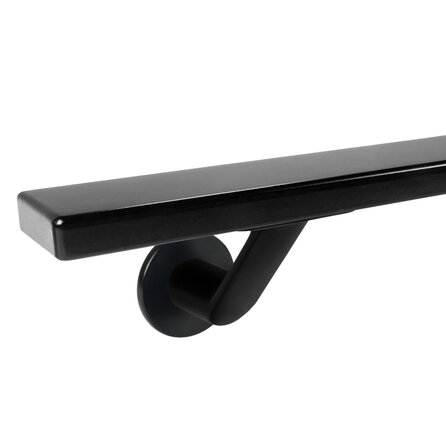 Zwarte trapleuning (gecoat) op maat - rechthoekig (40x15 mm) - incl. leuninghouders TYPE 7 LUXE - coating zwart RAL 9005