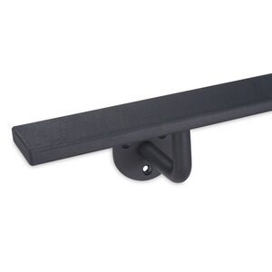 Antraciet trapleuning - rechthoekig (50x10 mm) + dragers TYPE 1