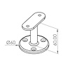 Antraciet trapleuning (gecoat) op maat - rechthoekig (50x10 mm) + leuninghouders TYPE 4 - coating donkergrijs RAL 7016 of 7021