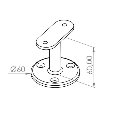 Antraciet trapleuning (gecoat) op maat - rechthoekig (50x10 mm) + leuninghouders TYPE 4 - coating donkergrijs RAL 7016 of 7021