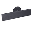 Antraciet trapleuning (gecoat) op maat - rechthoekig (50x10 mm) + leuninghouders TYPE 5 - coating donkergrijs RAL 7016 of 7021