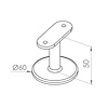 Antraciet trapleuning (gecoat) op maat - rechthoekig (50x10 mm) + leuninghouders TYPE 5 - coating donkergrijs RAL 7016 of 7021