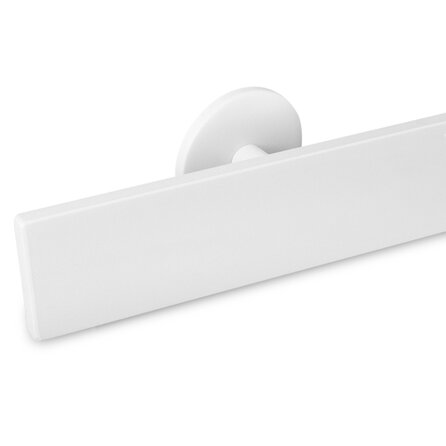 Witte trapleuning (gecoat) op maat - rechthoekig (50x10 mm) + leuninghouders TYPE 5 - coating wit RAL 9016, 9010 of 9001
