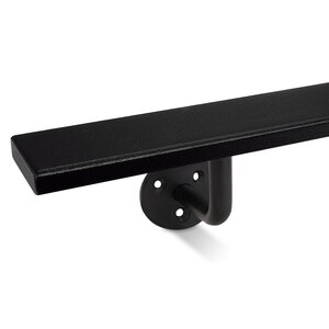 Zwarte trapleuning - rechthoekig (50x10 mm) + dragers TYPE 1