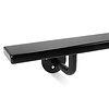 Zwarte trapleuning (gecoat) op maat - rechthoekig (50x10 mm) + leuninghouders TYPE 1 - coating zwart RAL 9005