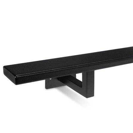 Zwarte trapleuning (gecoat) op maat - rechthoekig (50x10 mm) + leuninghouders TYPE 10 - coating zwart RAL 9005