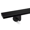 Zwarte trapleuning (gecoat) op maat - rechthoekig (50x10 mm) + leuninghouders TYPE 3 - coating zwart RAL 9005