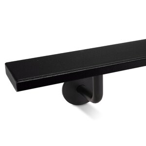 Zwarte trapleuning - rechthoekig (50x10 mm) + dragers TYPE 3