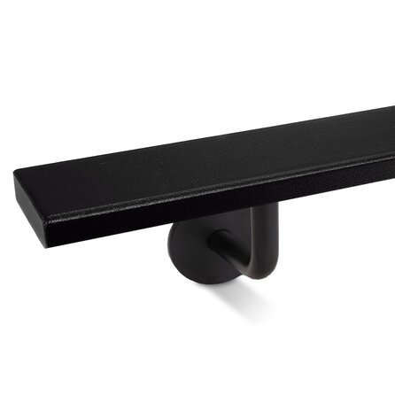 Zwarte trapleuning (gecoat) op maat - rechthoekig (50x10 mm) + leuninghouders TYPE 3 - coating zwart RAL 9005