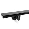 Zwarte trapleuning (gecoat) op maat - rechthoekig (50x10 mm) + leuninghouders TYPE 3 - coating zwart RAL 9005