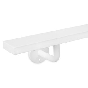 Witte trapleuning - rechthoekig (50x20 mm) + dragers TYPE 1