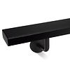 Zwarte trapleuning (gecoat) op maat - rechthoekig (50x20 mm) + leuninghouders TYPE 3 - coating zwart RAL 9005