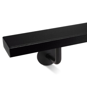 Zwarte trapleuning - rechthoekig (50x20 mm) + dragers TYPE 3