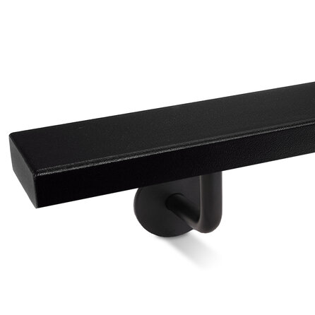 Zwarte trapleuning (gecoat) op maat - rechthoekig (50x20 mm) + leuninghouders TYPE 3 - coating zwart RAL 9005