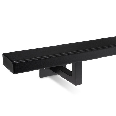 Zwarte trapleuning (gecoat) op maat - rechthoekig (50x20 mm) + leuninghouders TYPE 10 - coating zwart RAL 9005
