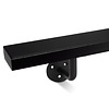 Zwarte trapleuning (gecoat) op maat - rechthoekig (50x20 mm) + leuninghouders TYPE 1 - coating zwart RAL 9005