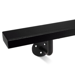 Zwarte trapleuning - rechthoekig (50x20 mm) + dragers TYPE 1