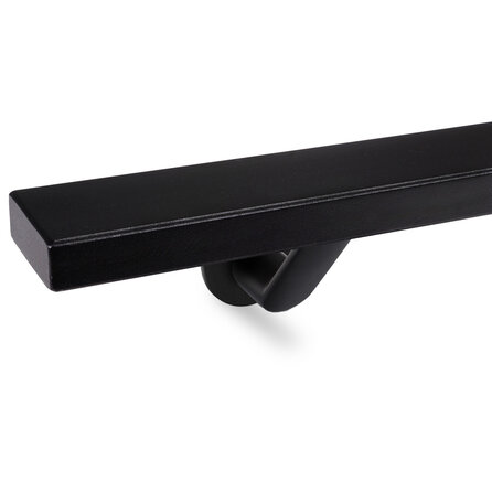 Zwarte trapleuning (gecoat) op maat - rechthoekig (50x20 mm) - incl. leuninghouders TYPE 7 LUXE - coating zwart RAL 9005