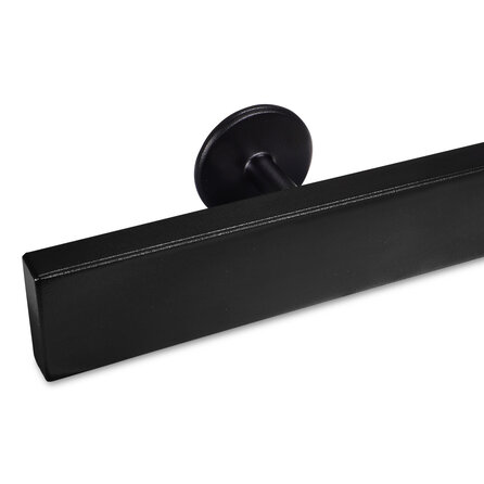 Zwarte trapleuning (gecoat) op maat - rechthoekig (50x20 mm) - incl. leuninghouders TYPE 5 - coating zwart RAL 9005