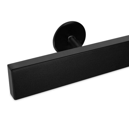 Zwarte trapleuning (gecoat) op maat - rechthoekig (50x20 mm) - incl. leuninghouders TYPE 5 - coating zwart RAL 9005