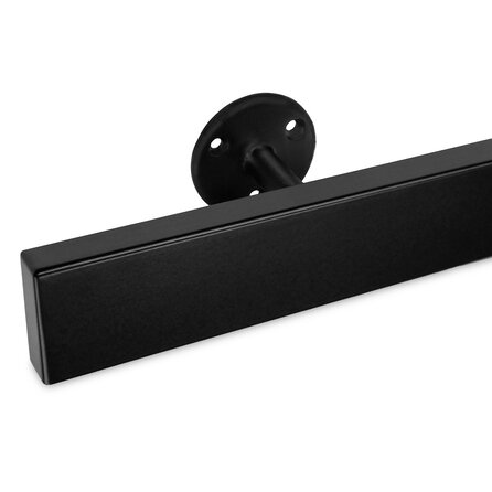Zwarte trapleuning (gecoat) op maat - rechthoekig (50x20 mm) - incl. leuninghouders TYPE 4 - coating zwart RAL 9005