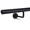 Smeedijzeren trapleuning op maat - ZWART - rond massief (20 mm) - incl. ronde leuninghouders (gelast) met rozet - coating zwart RAL 9005