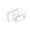Antraciet leuninghouder - TYPE 16 kort - recht - voor rechthoekige / vierkante trapleuningen - coating donkergrijs RAL 7016 of 7021