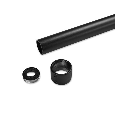 Zwarte garderobestang - rond - op maat - zwarte poedercoating - RAL 9005