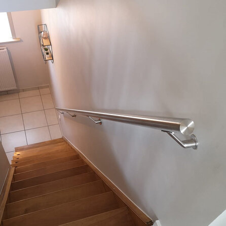 Inox trapleuning op maat - rond - incl. leuninghouders TYPE 7 LUXE