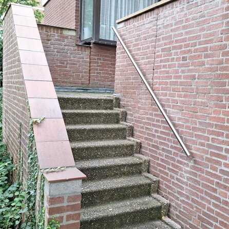 Inox trapleuning op maat - rond - incl. leuninghouders TYPE 1 - voor buiten