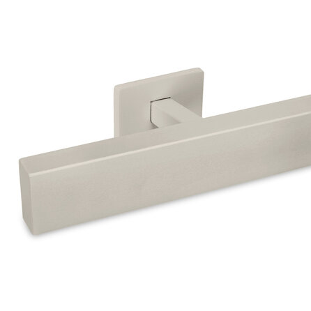 Grijze trapleuning (gecoat) op maat - rechthoekig (40x20 mm) - incl. leuninghouders TYPE 16 - coating grijs RAL 7030, 7044, 1019 of 9002