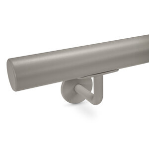 Grijze trapleuning - rond - incl. dragers TYPE 3