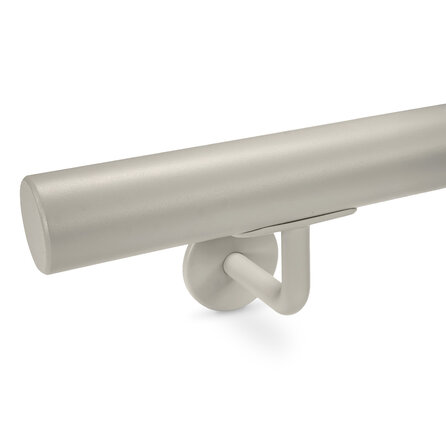 Grijze trapleuning (gecoat) op maat - rond - incl. leuninghouders TYPE 3 - coating grijs RAL 7030, 7044, 1019 of 9002