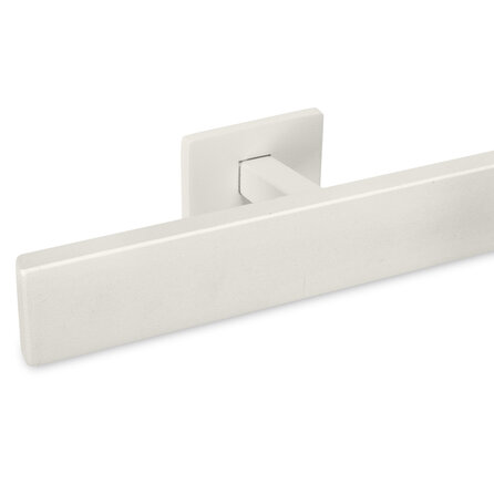 Grijze trapleuning (gecoat) op maat - rechthoekig (40x10 mm) - incl. leuninghouders TYPE 16 - coating grijs RAL 7030, 7044, 1019 of 9002