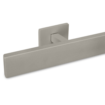 Grijze trapleuning (gecoat) op maat - rechthoekig (40x10 mm) - incl. leuninghouders TYPE 16 - coating grijs RAL 7030, 7044, 1019 of 9002